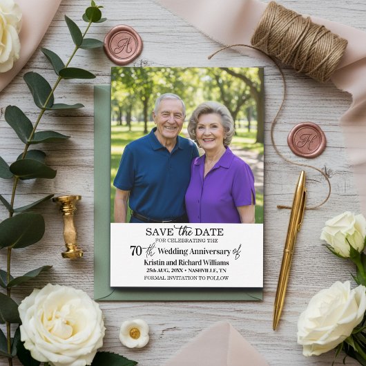 70th Wedding Anniversary Save the Date Photo ノートカード