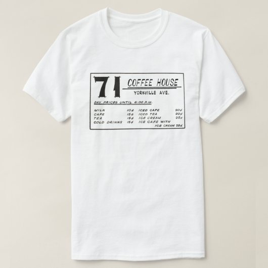 71コーヒーハウスヨークビル Tシャツ (デザイン正面)