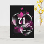 71周年記念ハートバブル・オン・ブラック カード (黄色い花)