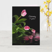 71周年記念ピンクのチューリップをウォーターカードに カード (黄色い花)