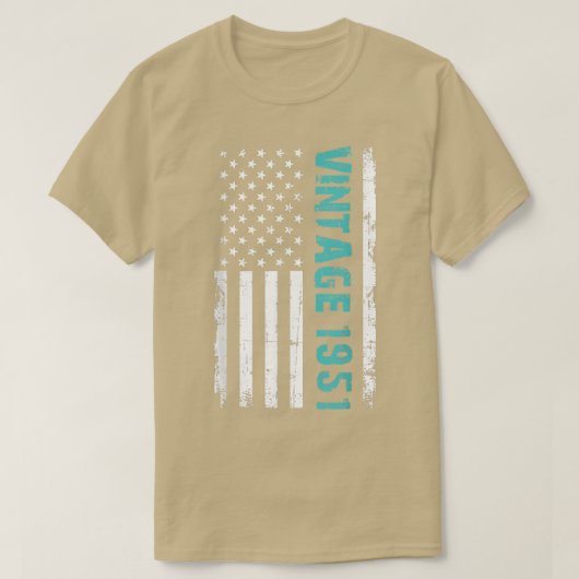 71歳のギフトヴィンテージ1951アメリカ国旗71日 Tシャツ (デザイン正面)