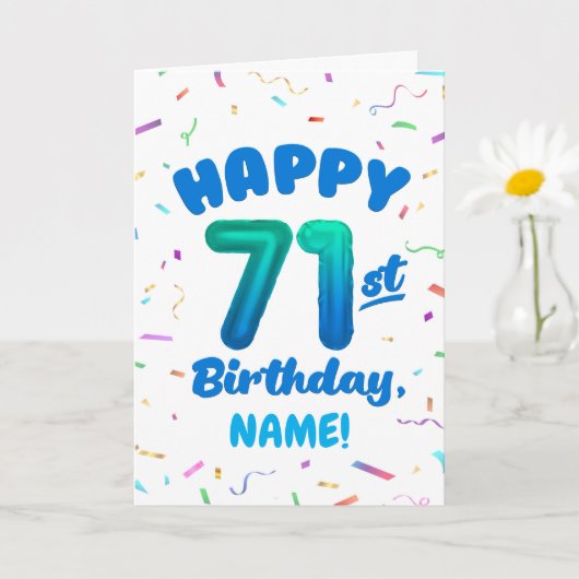 71歳の誕生日お祝い バルーン ナンバー 名前入れ可能 カード (小さな植物)