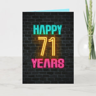71歳の誕生日にネオンのサインが入る カード