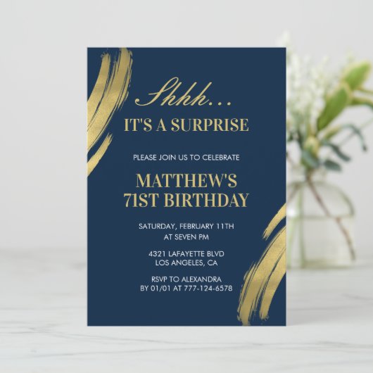 71歳の誕生日の招待サプライズパーティーメンズ海軍 招待状 (スタンド正面)