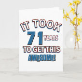 71歳の誕生日デザイン カード (黄色い花)