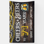 71歳の誕生日パーティーバナーを祝して乾杯とビール 横断幕 (縦)