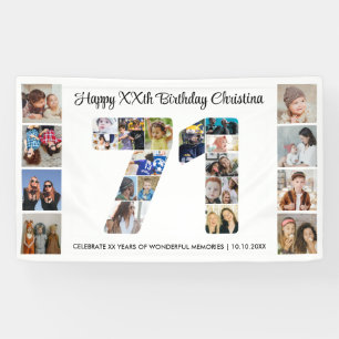 71歳の誕生日パーティー ナンバー71フォトコラージュ 横断幕