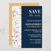 71歳の誕生日招待状日付紙吹雪を保存 招待状 (正面/裏面)