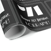 71歳の誕生日:アートデコ風の「71」&名前 ラッピングペーパー (ロールコーナー)