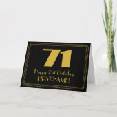 71歳の誕生日:アールデコ調の見た目で「71」と名前 カード (正面)