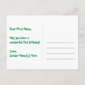 71歳の誕生日：ピンクのストライプとハート、虹色71 ポストカード (裏面)