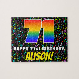71歳の誕生日 — 楽しい、カラフルな音楽記号と「71」 ジグソーパズル