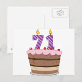 71歳オンお誕生日ケーキ ポストカード (正面/裏面)