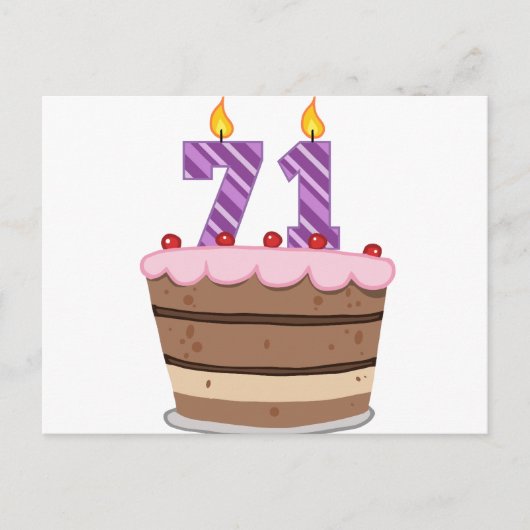 71歳オンお誕生日ケーキ ポストカード (正面)