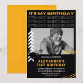 71歳モダンの誕生日招待状メンズ写真 招待状 (正面/裏面)