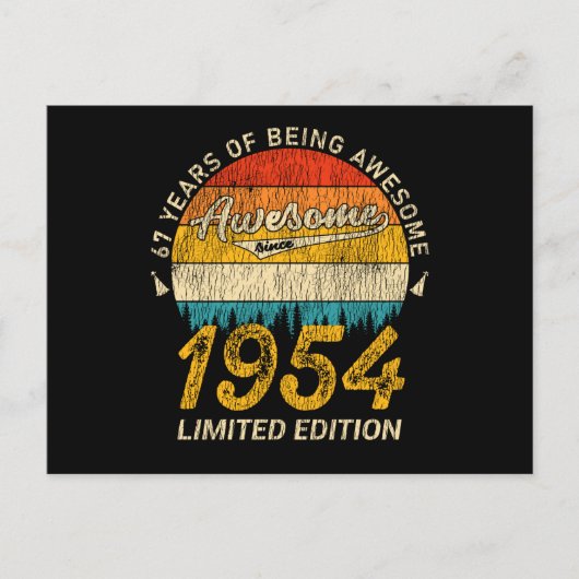 71歳 1954 レトロ かっこいい 71歳の誕生日プレゼント ポストカード (正面)