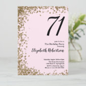 71番目のエレガント誕生日招待状ピンク金ゴールドシーケンズ 招待状 (スタンド正面)