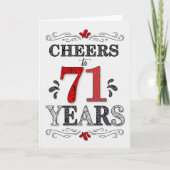 71番目の誕生日応援の赤い白の黒いパターン カード (正面)