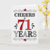 71番目の誕生日応援の赤い白の黒いパターン カード (黄色い花)