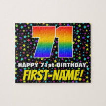 71番目の誕生日:おもしろい、カラフル星野パターン