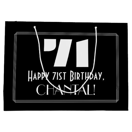 71番目の誕生日～インスパイアアールデコの外観"71" +名前 ラージペーパーバッグ (裏面)