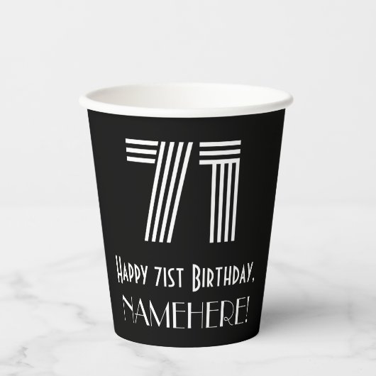 71番目の誕生日:インスパイアアールデコの検索「71」 +名前 紙コップ (正面)