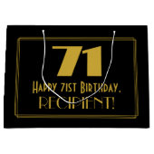 71番目の誕生日:インスパイアアールデコの「71」の外観と名前 ラージペーパーバッグ (正面)