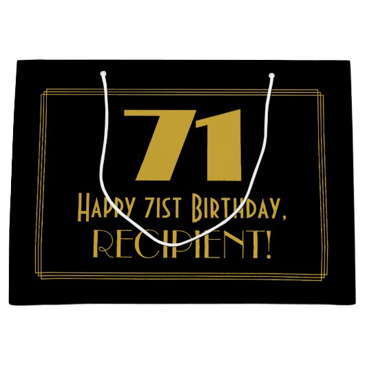 71番目の誕生日:インスパイアアールデコの「71」の外観と名前 ラージペーパーバッグ (正面)