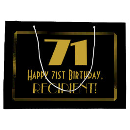 71番目の誕生日:インスパイアアールデコの「71」の外観と名前 ラージペーパーバッグ
