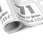 71番目の誕生日:インスパイアアールデコスタイル「71」 +名前 ラッピングペーパー (ロールコーナー)