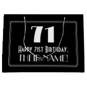71番目の誕生日:インスパイアアールデコスタイル「71」、名前 ラージペーパーバッグ (正面)