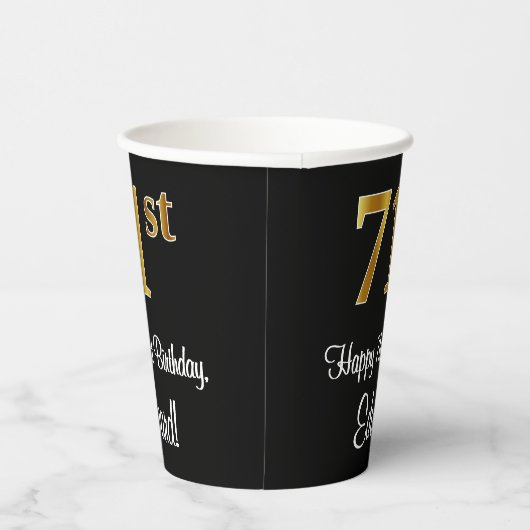 71番目の誕生日-エレガント豪華なフェイク金ゴールドルック# 紙コップ (右)