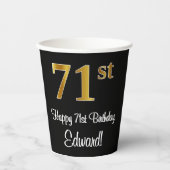 71番目の誕生日-エレガント豪華なフェイク金ゴールドルック# 紙コップ (正面)