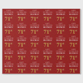 71番目の誕生日: エレガント、赤、フェイク金ゴールド ラッピングペーパー (フラット)