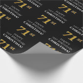 71番目の誕生日: エレガント、黒、フェイク金ゴールド ラッピングペーパー (角)