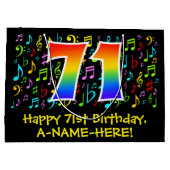 71番目の誕生日-カラフル音楽シンボル， Rainbow 71 ラージペーパーバッグ (裏面)