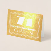 71番目の誕生日:名前+アールデコのインスパイア外観"71" 箔カード (正面)