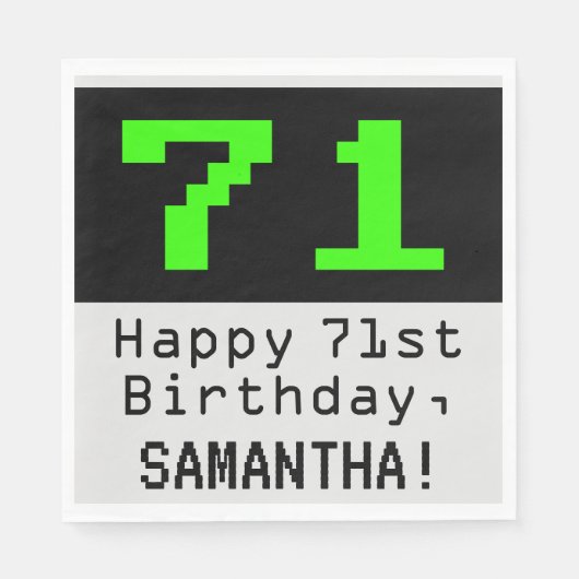 71番目の誕生日- Nerdy / オタク系のスタイル「71」と名前 スタンダードランチョンナプキン (正面)