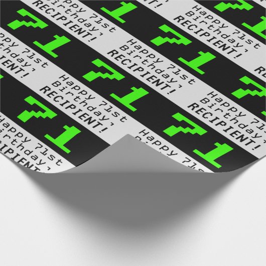 71番目の誕生日- Nerdy/オタク系のスタイル「71」と名前 ラッピングペーパー (角)