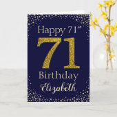 71番誕生日ゴールデングリッターカード カード (黄色い花)