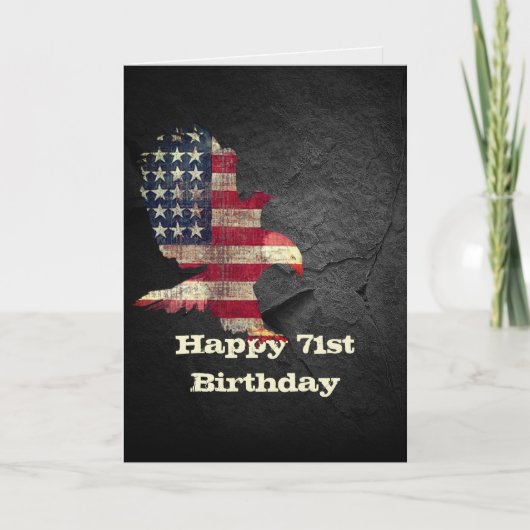 71誕生日の国旗とハゲのワシ カード (正面)