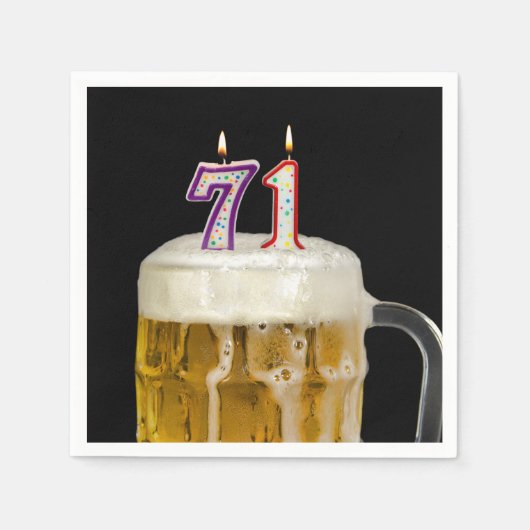 71誕生日ビールオンブラック スタンダードカクテルナプキン (正面)