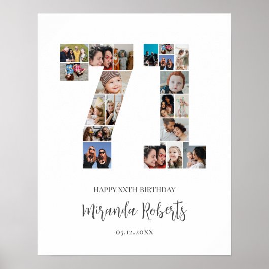 71誕生日番号71カスタムフォトコラージュ ポスター (正面)