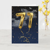 71誕生日金ゴールドマイラーバルーンと紙吹雪カード カード (黄色い花)