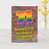 71誕生日:おもしろいグラフィティインスパイアレインボー71 カード (黄色い花)