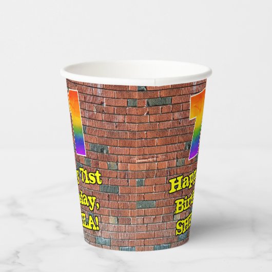 71誕生日:おもしろいグラフィティインスパイアレインボー71 紙コップ (右)