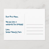 71誕生日:おもしろいスターズパターン,レインボー71,名前 ポストカード (裏面)