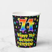71誕生日:おもしろい星パターンと虹71 紙コップ (裏面)
