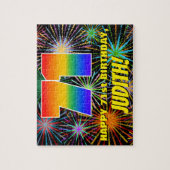 71誕生日:おもしろい、お祝カラフルい花火 ジグソーパズル (縦)