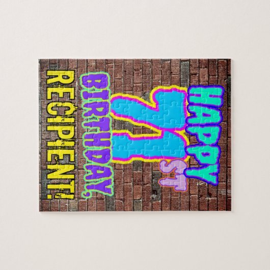 71誕生日~おもしろい、アーバングラフィティインスパイアルック ジグソーパズル (横)